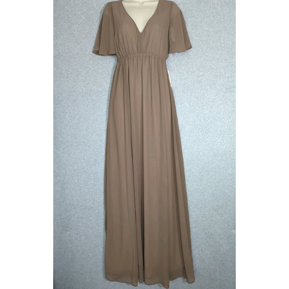 Show Me Your Mumu Wedding Emily‎ Empire Maxi Dress Taupe XS Bridesmaid Cocktail